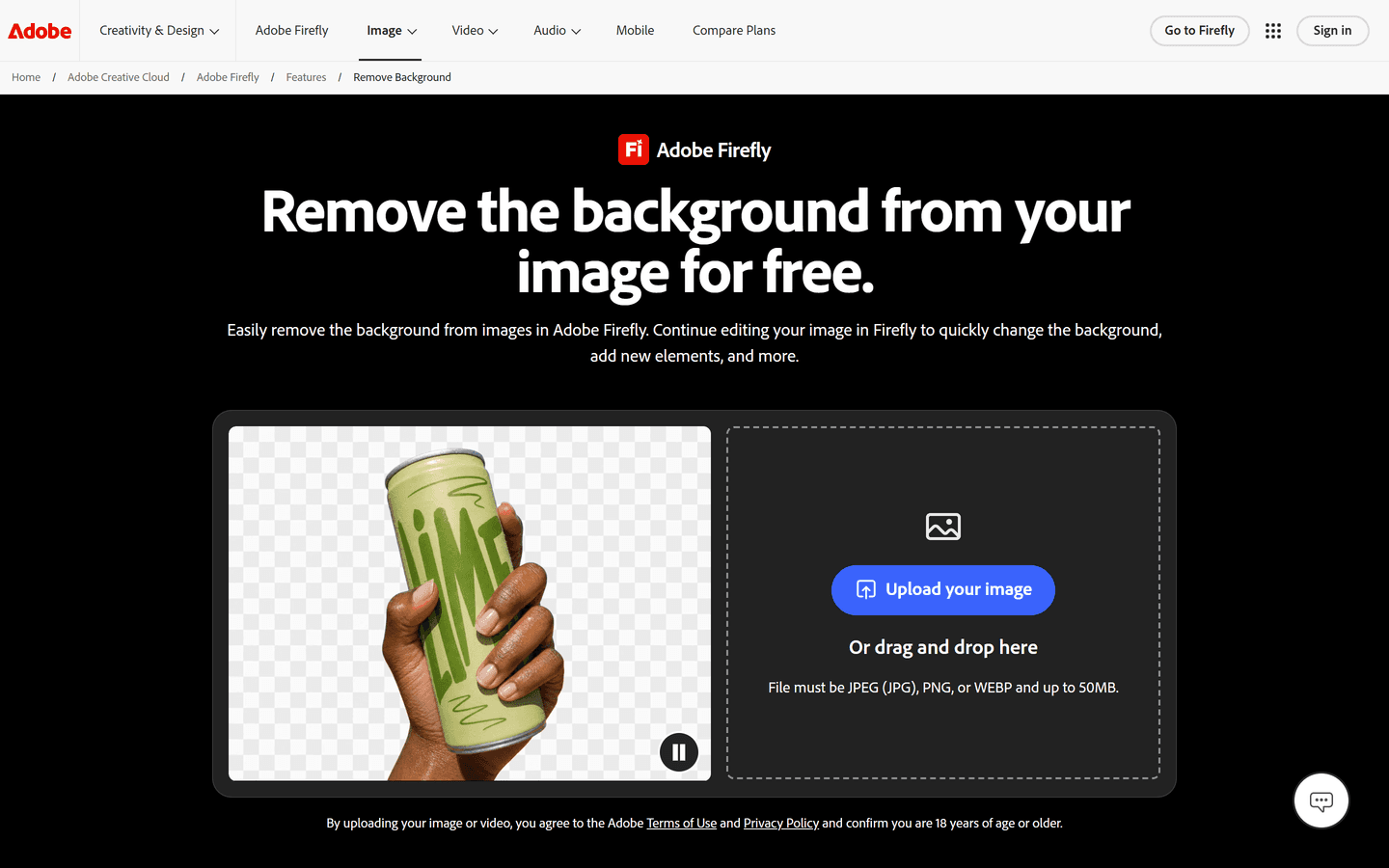 Adobe Firefly Background Remover screenshot