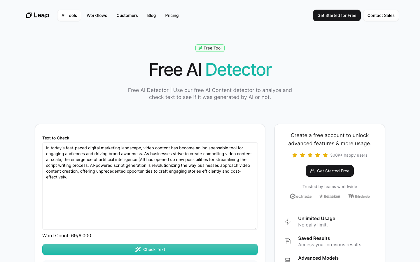 AI Content Detector by Leap AI