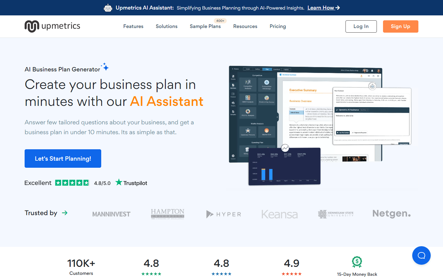 AI Business Plan Generator - Upmetrics